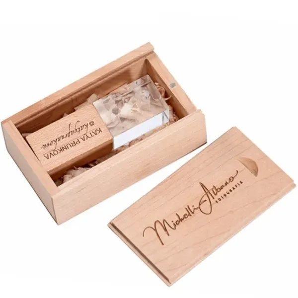 Crystal Wooden Usb Flash Drive with Box
