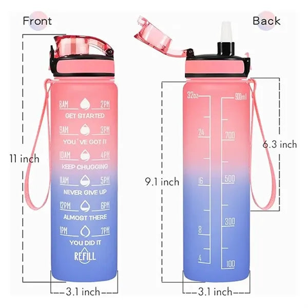 Motivational Water Bottle With Time Markers