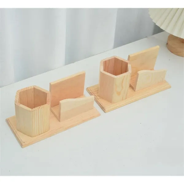 Wooden Business Card Box Desktop Storage Rack