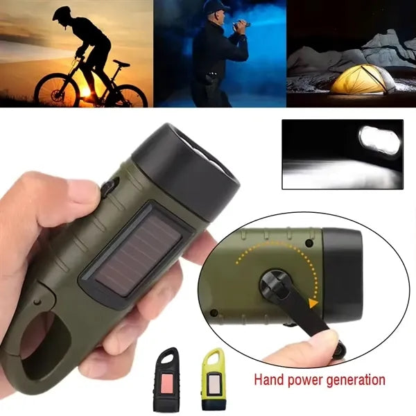 Emergency Hand Crank Solar Powered Rechargeable Flashlight