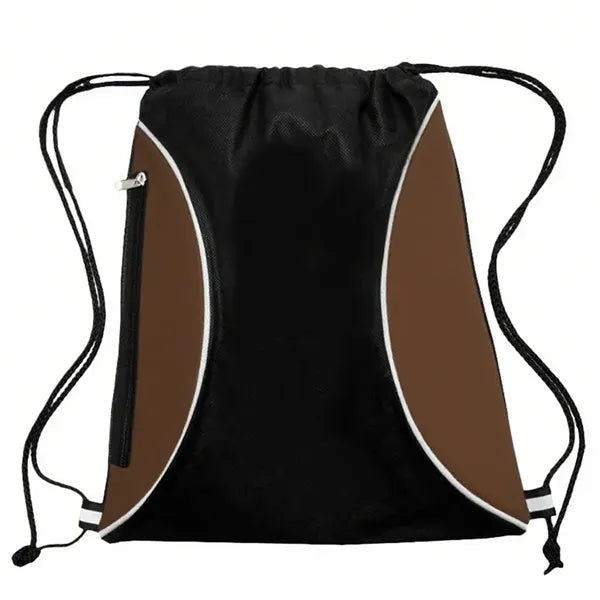Two Color Mesh Drawstring Side Zipper Backpack