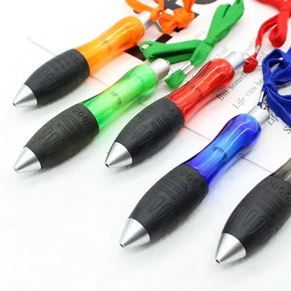 Thick Barrel Ballpoint Pen With Lanyard