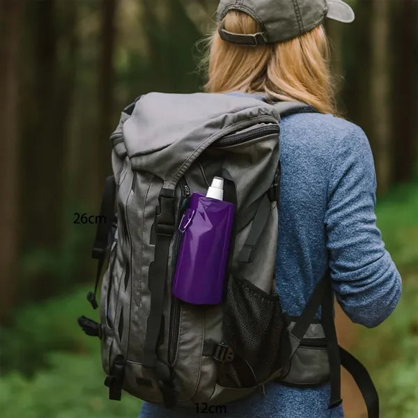 Foldable Water Bottle with Carabiner Clip