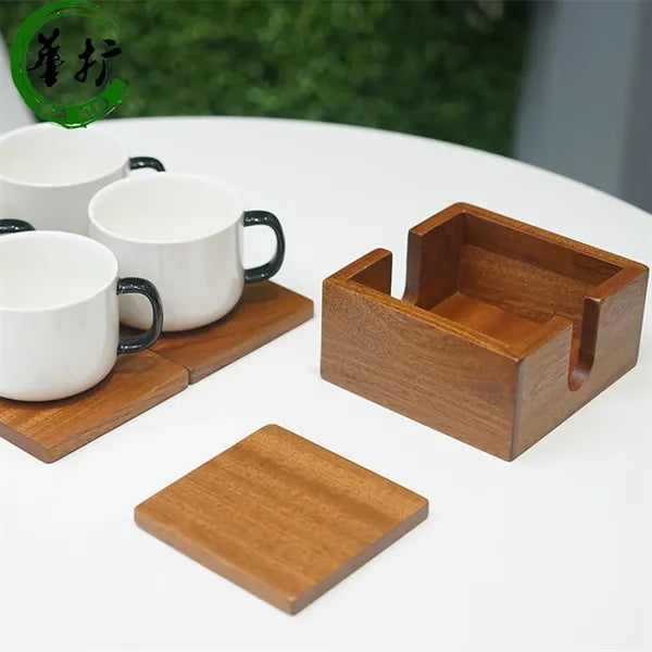 4 Set Bamboo Wood Coaster