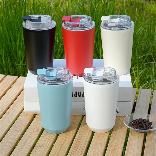 13 OZ Portable 304 Stainless Steel Flip-Top Thermos Cup