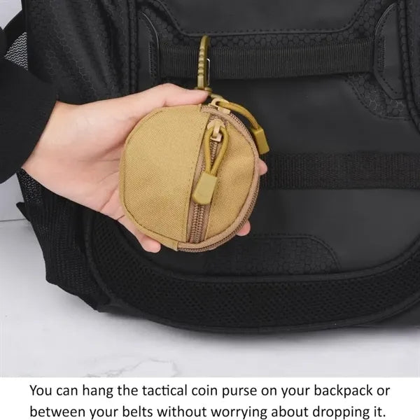 Round Coin Bag with Zipper and Carabiner