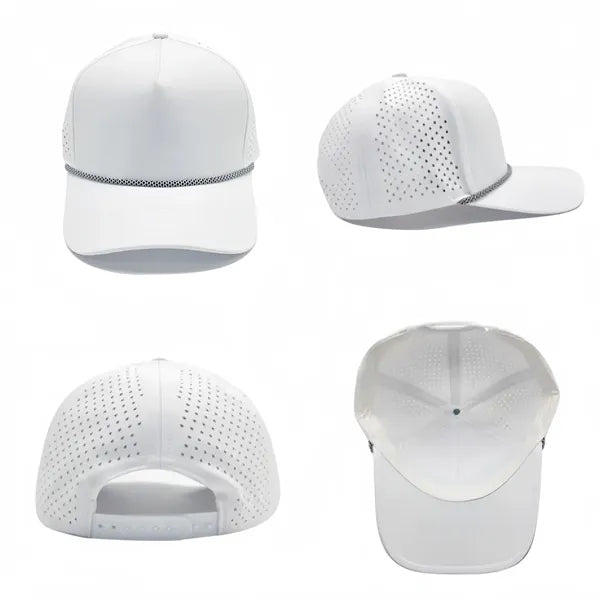 5 Panel Baseball Cap w/Laser Cut Mesh Back