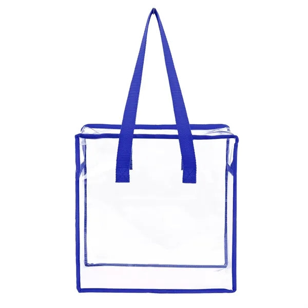 Clear Vinyl Stadium Compliant Zippered Tote Bag