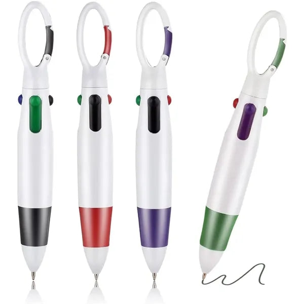 Plastic Carabiner Shuttle Pens 4-in-1