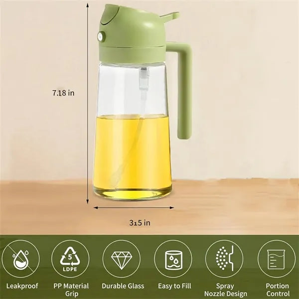450ml 2 in 1Glass Oil Dispenser and Sprayer for Cooking