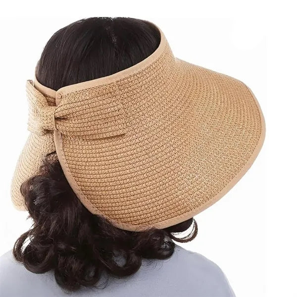 Rollable Straw Visor Hat Adjustable Sun Protection