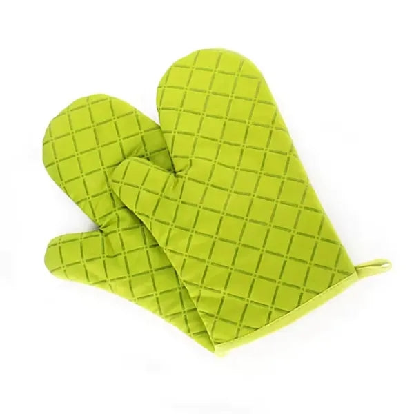 Heat Resistant Cotton Silicone Quilted Oven Mittens