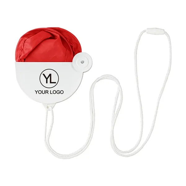 Collapsible Round Nylon Foldable Hand Held Fans with Lanyard