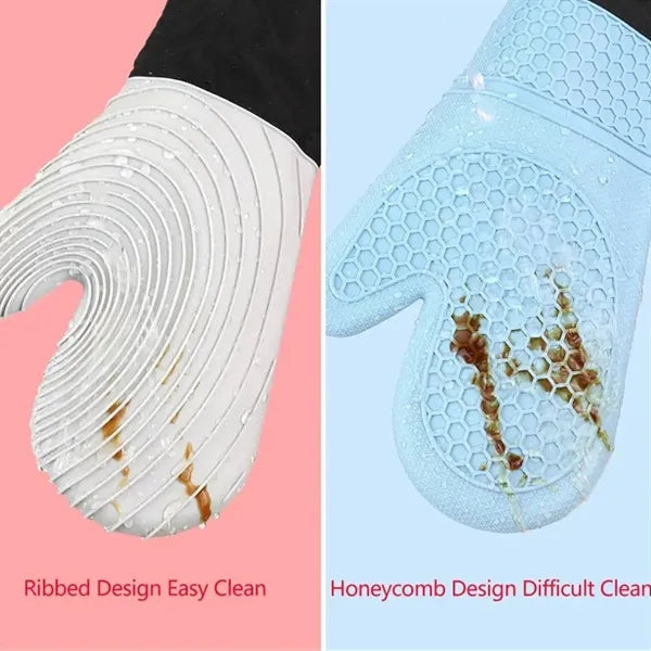 Kitchen grilling heat resistant silicone oven mitts gloves