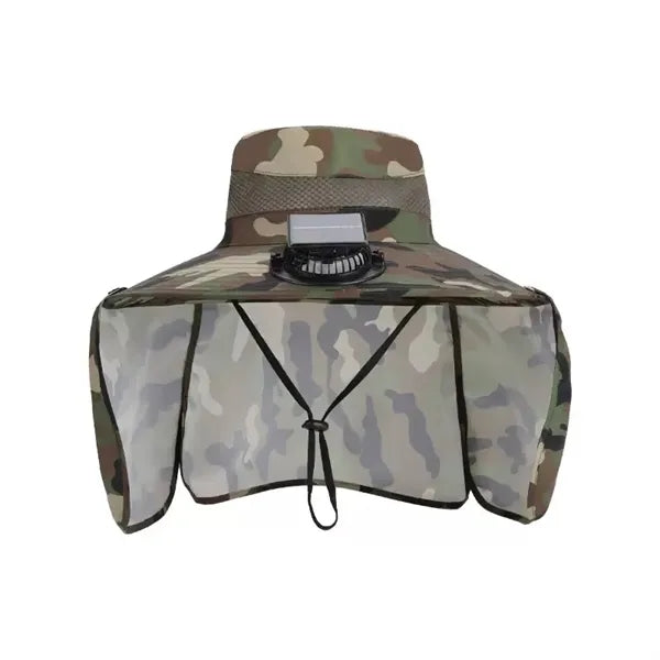 Wide Brim Sun Hat With Solar Fan