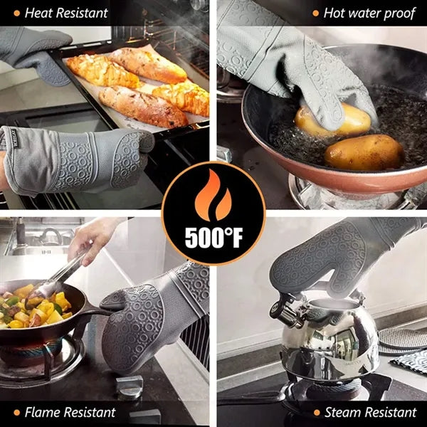 Extra Long Silicone Oven Mitts Gloves
