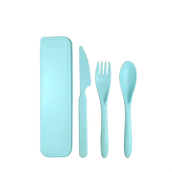 Wheat Straw Travel Utensils Set with Case