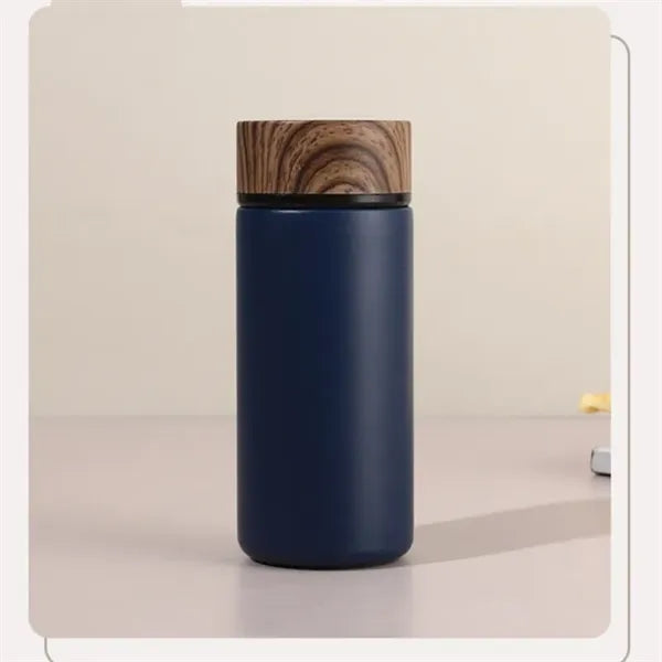10oz Stainless Steel Water Bottle with Wood Grain Lid