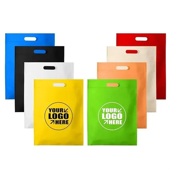 Flat Non-Woven Economy Die Cut Tote Shopping D-Cut Bag
