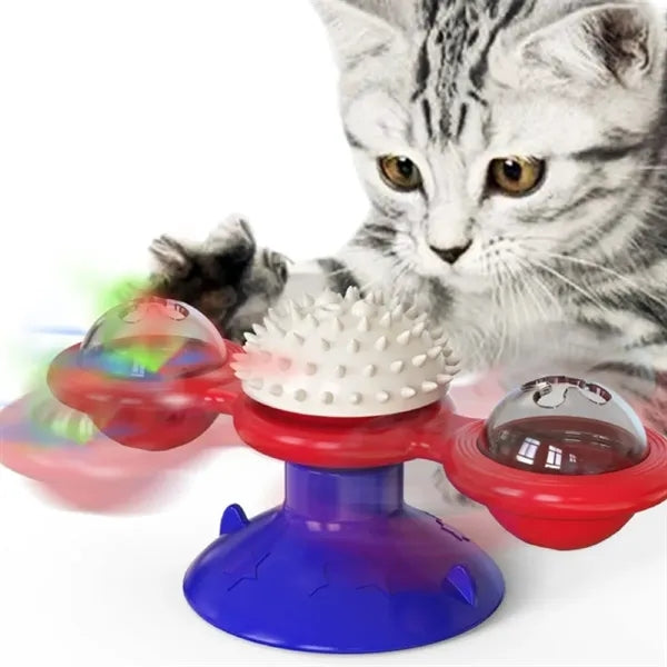 Suction Cat Toy with LED & Catnip Compartments