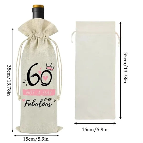 Birthday Bottle Drawstring Bag Closure Pouch