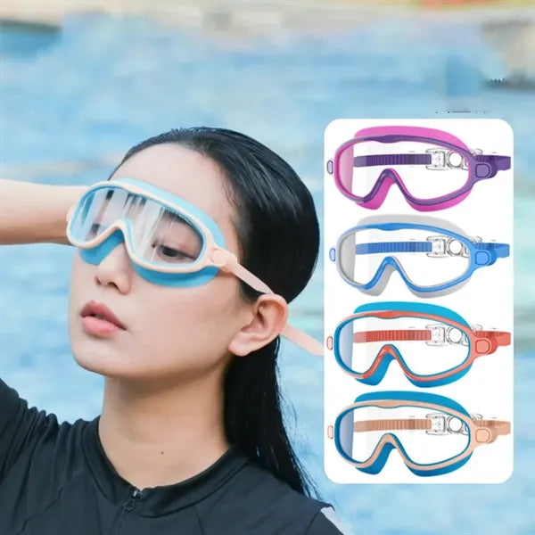 Flat Lens Swim Goggles Anti Fog UV Protection Silicone