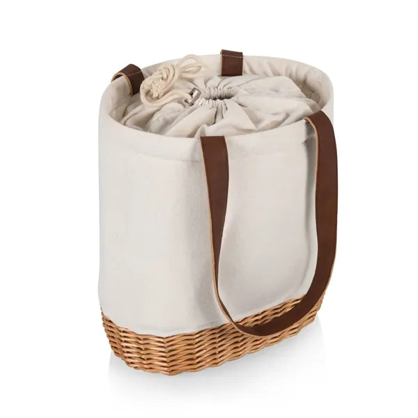 Wicker & Canvas Picnic Basket Insulated Tote