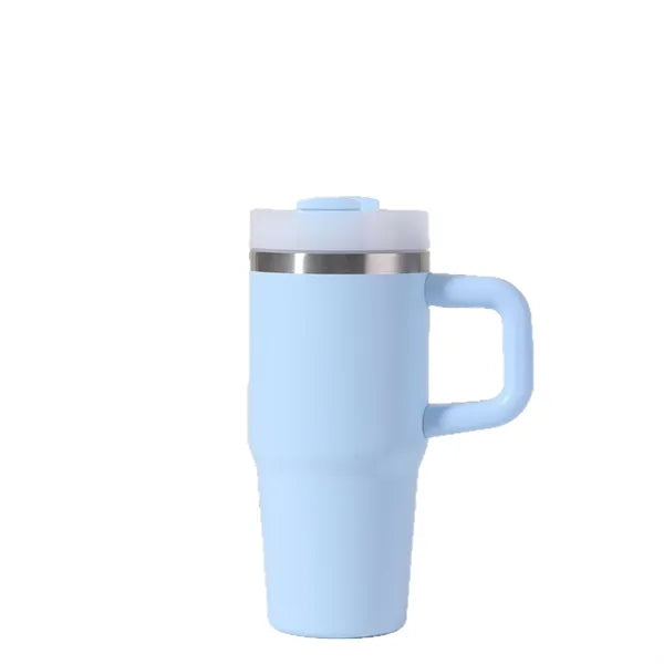 14 Oz Stainless Steel Tumbler w/ Handle & Straw