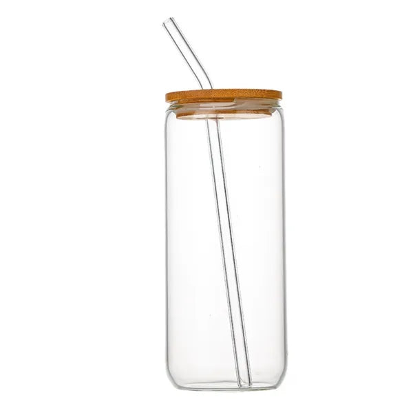 16oz Round Transparent Glass Straw Cup