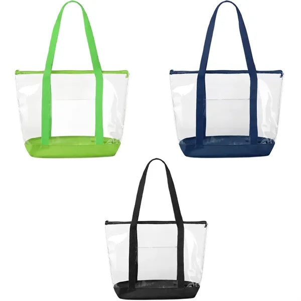 Clear Zippered Tote Bag With Pocket