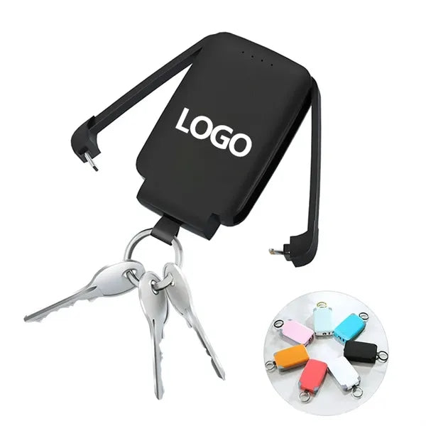 2,000 mAh Mini Power Bank with Keychain & LED Light