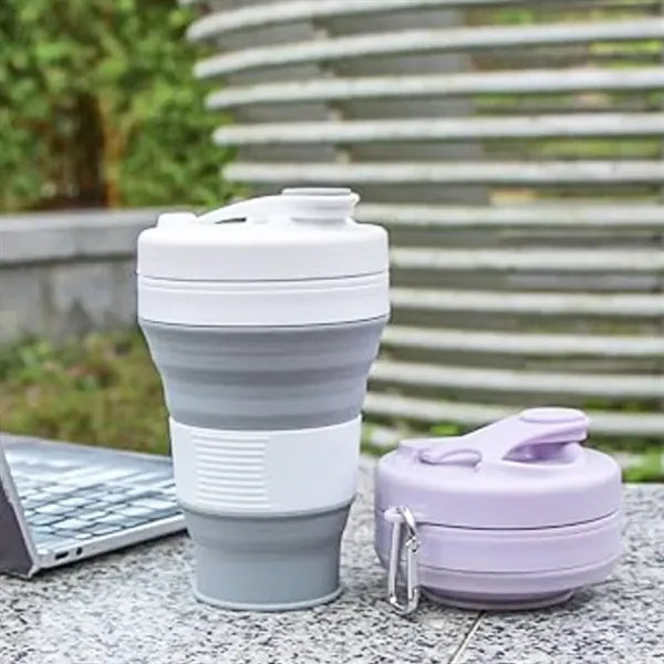 12Oz. Collapsible Silicone Travel Coffee Mug with Lid