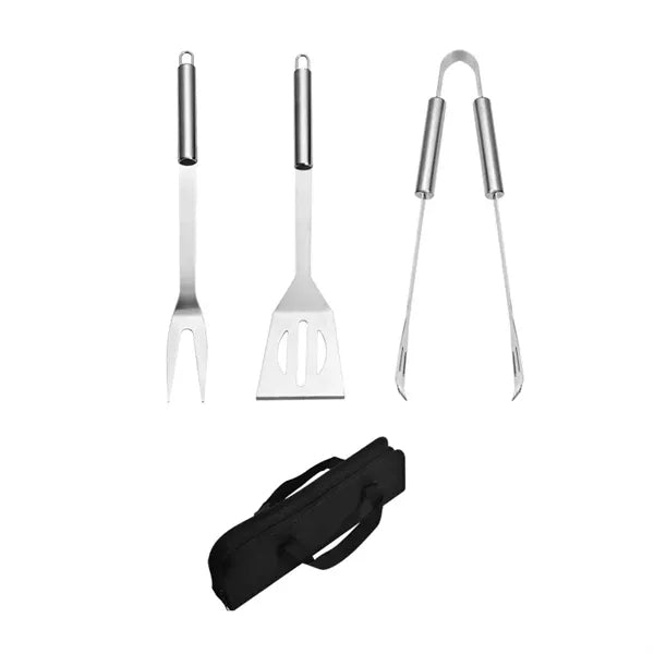 3-Piece Stainless Steel BBQ Tool Set with Case
