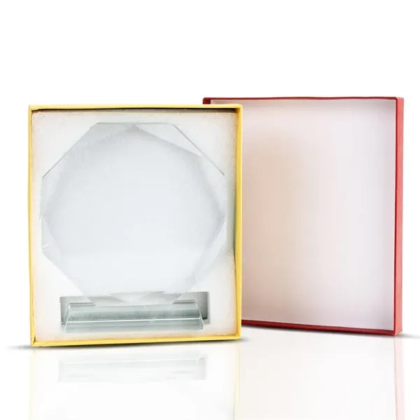 Round Faceted Crystal Award With Pedestal Base
