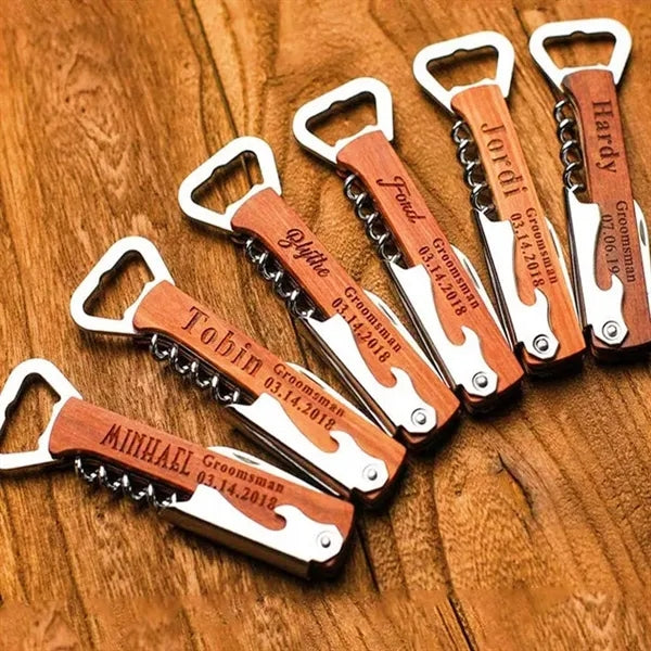 Wood Bottle Opener Corkscrew