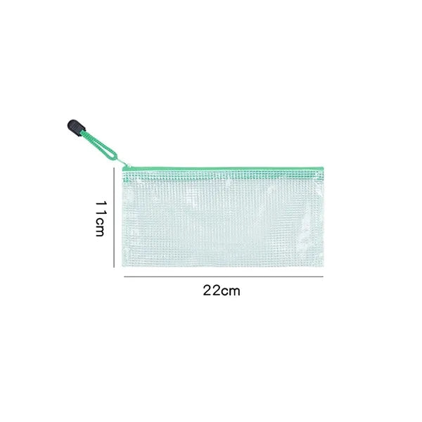 Transparent Zipper Mesh File Bag Document Organizer