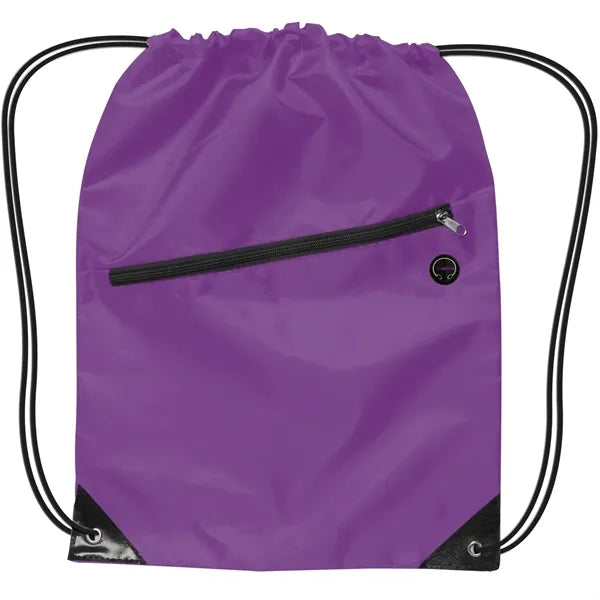 Drawstring Backpack W/ Front Zipper Pocket