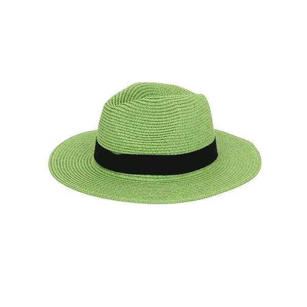 Paper Straw Sun Hat with Wide Brim and Logo Band