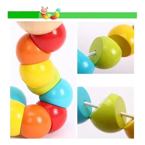 Wooden Caterpillar Toy Tummy Time
