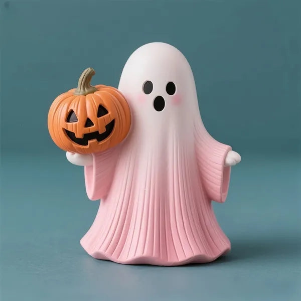 Pink Ghost Pumpkin Resin Halloween Decor Free Shipping