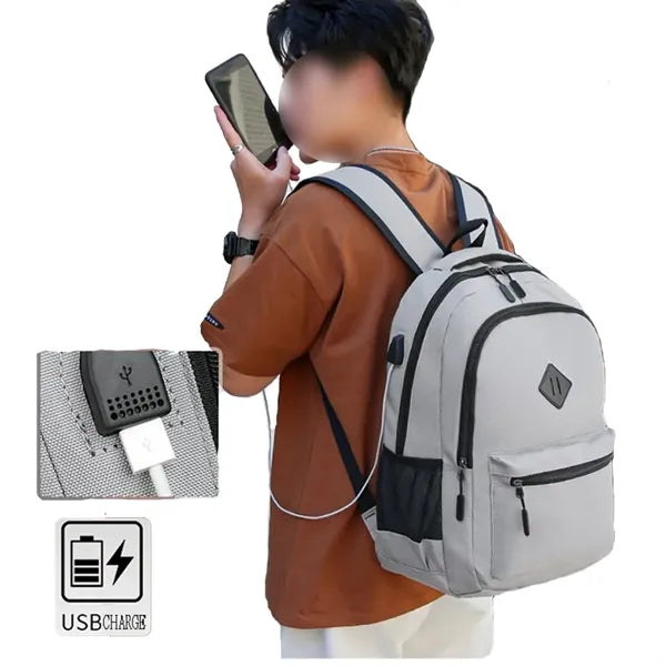 Unisex School Backpack With USB Charger