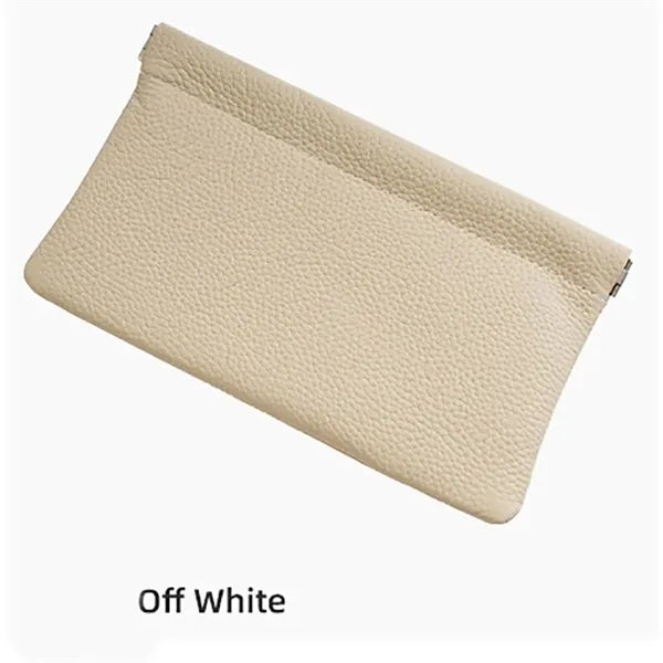 Self-Closing Genuine Cowhide Long Wallet Cosmetic Bag