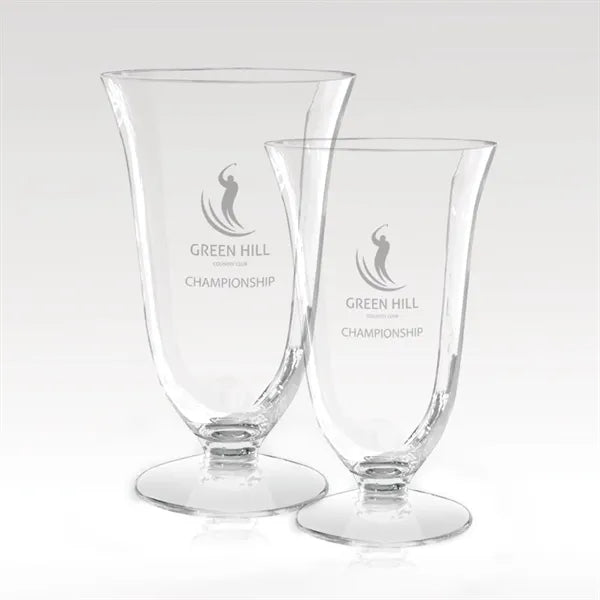 Hand-Blown Crystal Vase - Etched Imprint - Tremolo