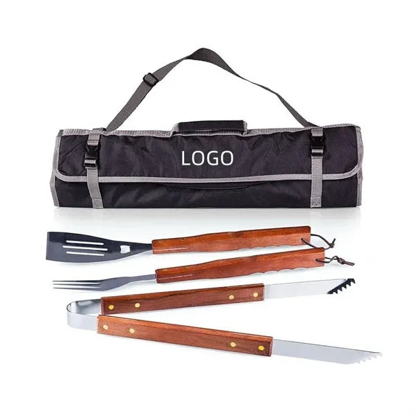 Outdoor Long Wooden Hand BBQ Grills Tool Kit Set