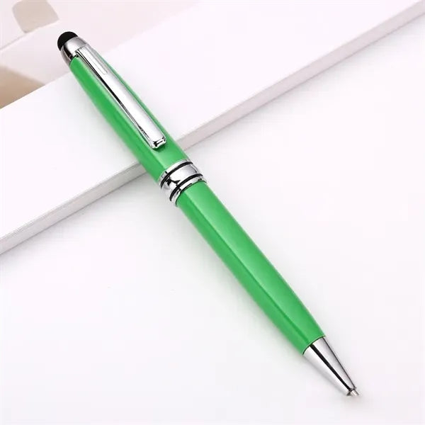 Metal Retractable Ballpoint Pen with Stylus tip and Clip