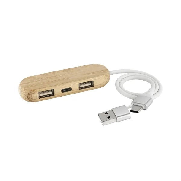Usb 2.0 Hub With Type C Port And Bamboo Cable