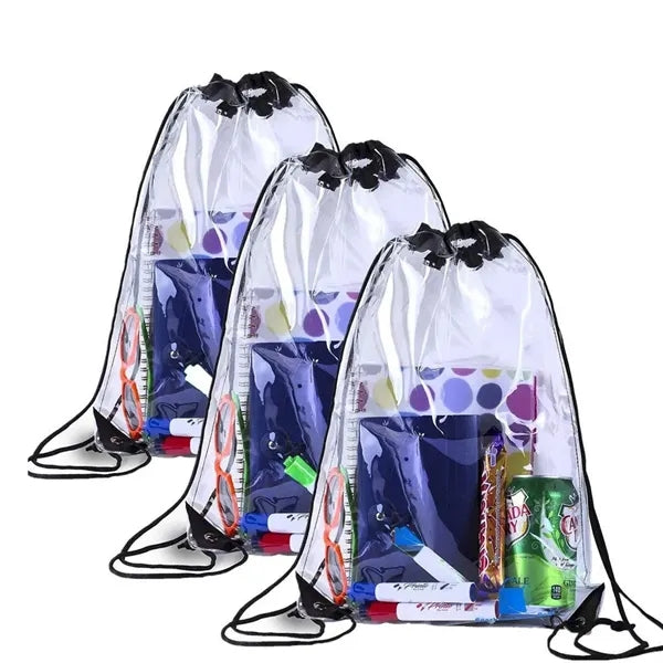 PVC Transparent Studim Approved Drawstring Backpack