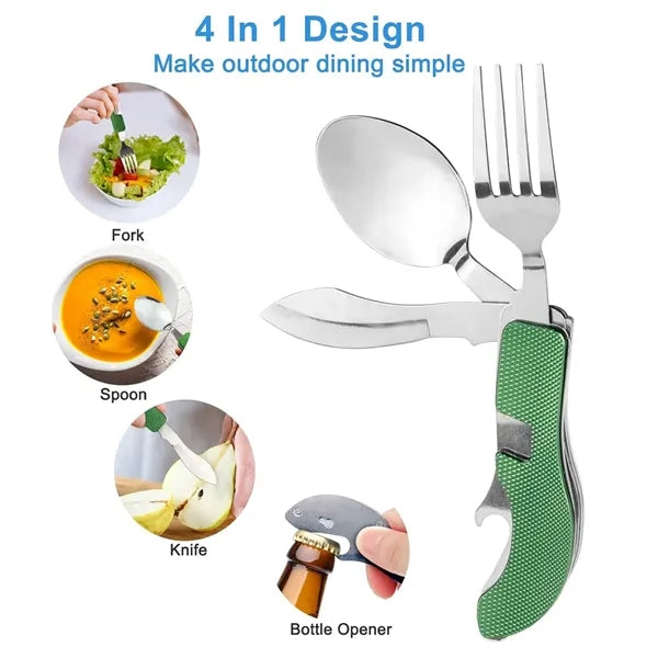 Stainless Steel Cutlery with Fork Spoon Knife Bottle Opener