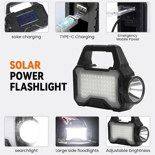 Multifunctional Charging Solar Flashlight With Bank Power