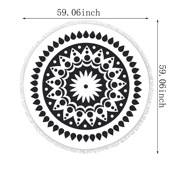 Round Quick Dry Beach Towel with Tassel